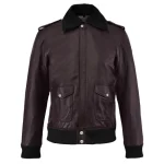 Men's Purple Blouson Leather Bomber Jacket
