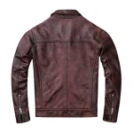 Men's Red Brown Lambskin Leather Distressed Jacket Back