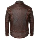 Men's Red Brown Lambskin Leather Jackson Jacket Back
