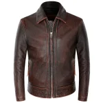Men's Red Brown Lambskin Leather Jackson Jacket