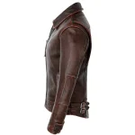 Men's Red Brown Lambskin Leather Jackson Jacket Side