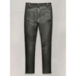 Men's Rubbed Charcoal Ricky Martin Leather Pants Back