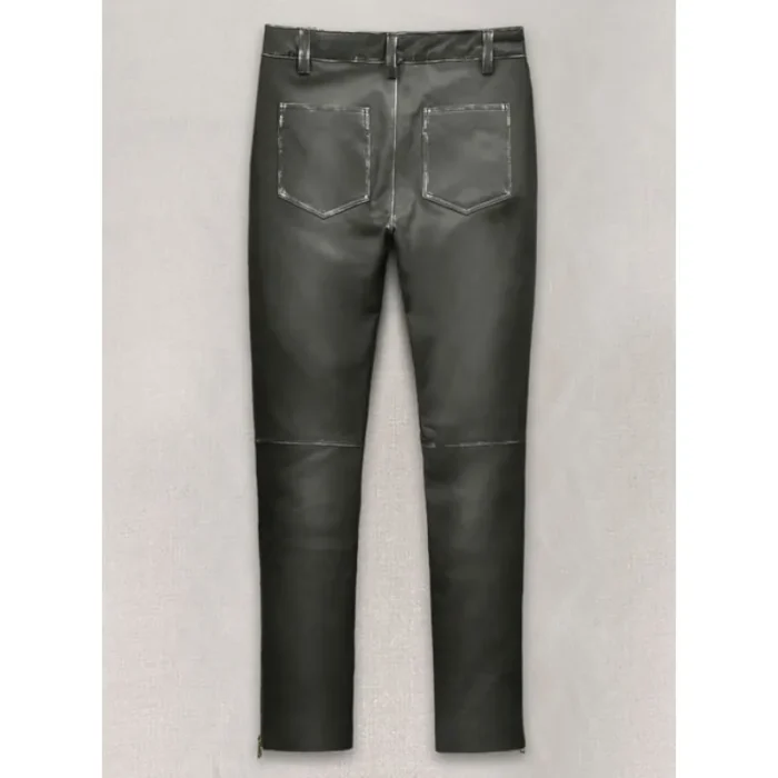 Men'S Rubbed Charcoal Ricky Martin Leather Pants Back