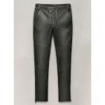 Men's Rubbed Charcoal Ricky Martin Leather Pants