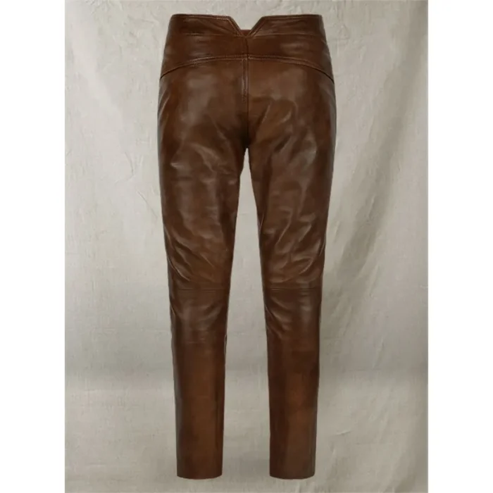 Men'S Spanish Brown Jim Morrison Leather Pants Back