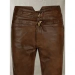 Men's Spanish Brown Jim Morrison Leather Pants Close View