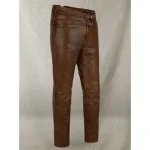 Men's Spanish Brown Jim Morrison Leather Pants Side View