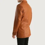 Men's Tan Brown Sheepskin Leather Blazer Back View