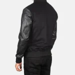 Men's Black Hybrid Varsity Jacket Back