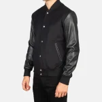 Men's Black Hybrid Varsity Jacket Side