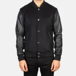 Men's Black Hybrid Varsity Jacket View