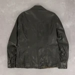 Men's Vintage 1980s Black Leather Shirt Jacket Back