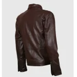 Men's Vintage Brown Leather Biker Jacket Back View