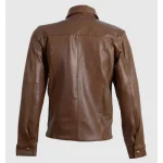 Men's Vintage Brown Summer Leather Biker Jacket Back View