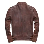 Men's Weston Red Brown Lambskin Leather Jacket Back