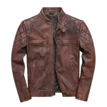 Men's Weston Red Brown Lambskin Leather Jacket