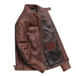 Men's Weston Red Brown Lambskin Leather Jacket Side