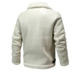 Men’s White Shearling Bomber Leather Jacket Back
