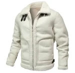 Men’s White Shearling Bomber Leather Jacket