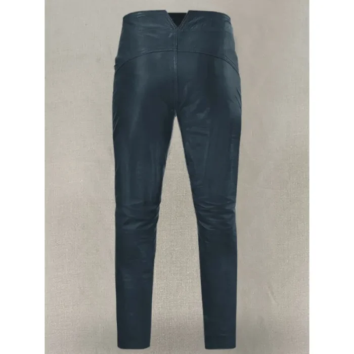 Men'S Winsor Blue Soft Jim Morrison Leather Pants Back