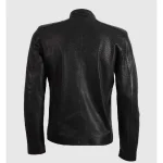 Men's Black Summer Zip Up Biker Leather Jacket Back