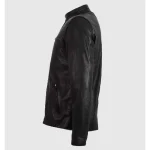 Men's Black Summer Zip Up Biker Leather Jacket Side