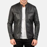 Men's Black Real Leather Zip-Up Biker Jacket