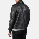 Men's Allaric Alley Black Leather Biker Bomber Jacket LUXIDE Back