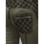 Olive Carrier Burnt Leather Pants Back Pocket View