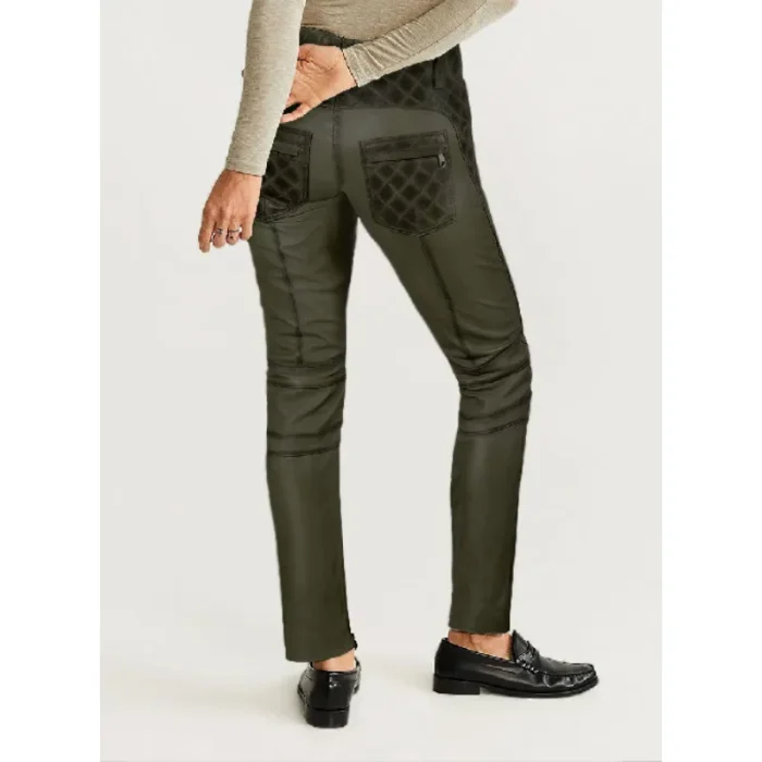 Olive Carrier Burnt Leather Pants Back View