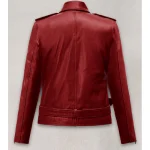 Red Emilia Clarke Last Christmas Nappa Leather Jacket Back