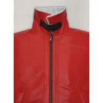 Red Ryan Reynolds Spirited Leather Jacket Close View