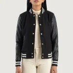 Women's Black Hybrid Varsity Leather Jacket