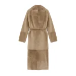 Women's Beige Reversible Shearling Leather coat Back