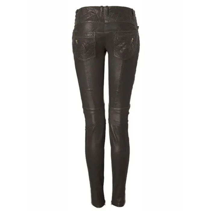 Women'S Black Belle Couture Leather Pants Back View