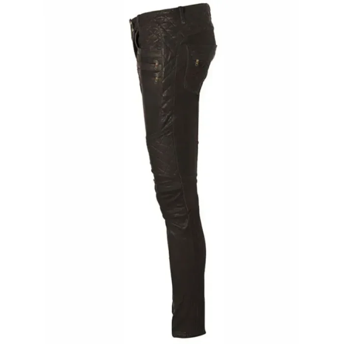 Women'S Black Belle Couture Leather Pants Side View