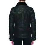 Women's Black Buffalo Leather Biker Jacket Back