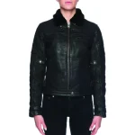 Women's Black Buffalo Leather Biker Jacket