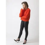 Women's Black Chloe Grace Moretz Leather Pants Side View