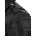 Women's Black Jennifer Aniston Biker Leather Jacket Close UP