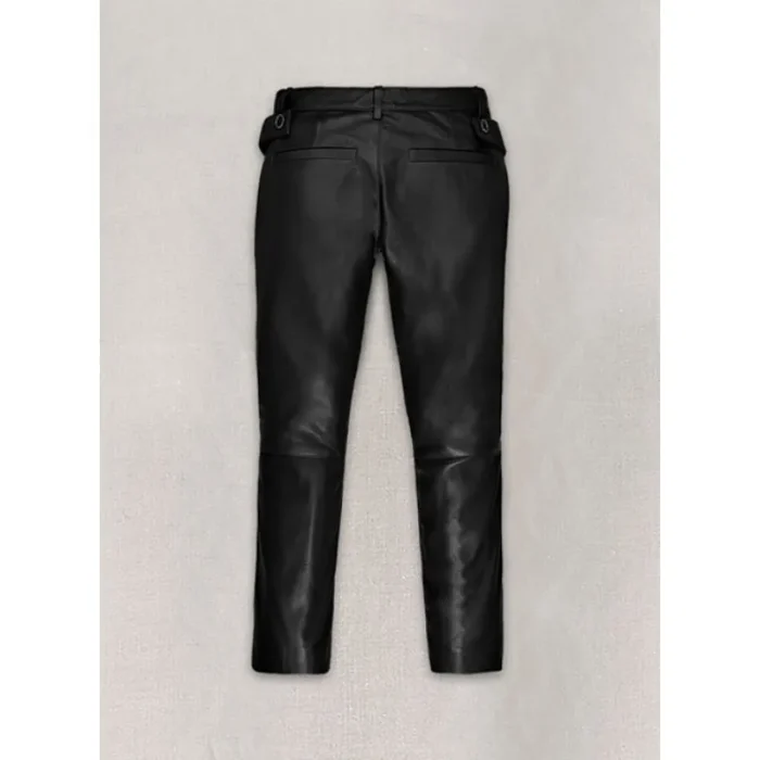Women'S Black Leather Capri Pants Back