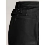 Women's Black Leather Capri pants Back Pocket View