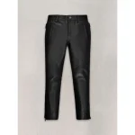 Women's Black Leather Capri pants Front