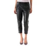 Women's Black Leather Capri pants