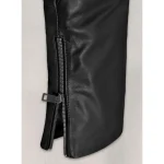 Women's Black Leather Capri pants Zip-Up View