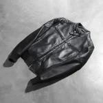 Women's Black Leather Zipper Bomber Jacket