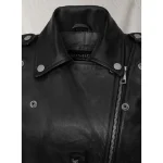 Women's Black Lucy Hale Napa Leather Jacket - LUXIDE