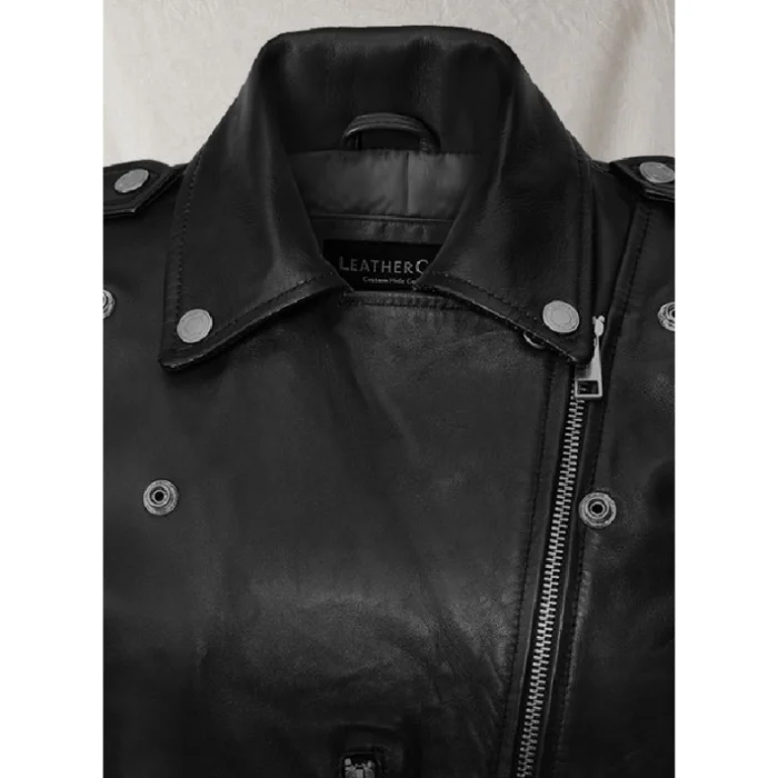 Women'S Black Lucy Hale Napa Leather Jacket - Luxide