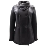 Women’s Black Narcisa Double Breasted Leather Coat