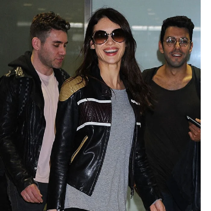 Women'S Black Olga Kurylenko Zipper Leather Jacket Front